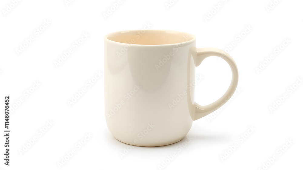 Beige coffee mug on white background. Generative AI Beige coffee mug on white background. Generative AI