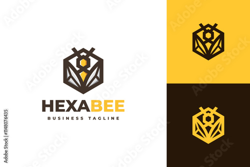 bee hexagon logo vector
