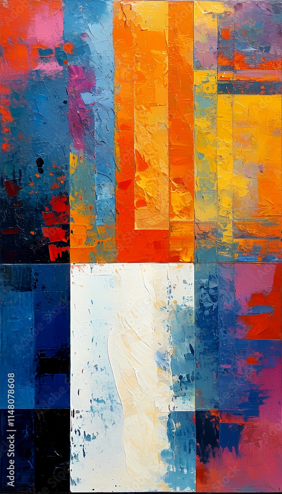 Fototapeta premium Vibrant abstract composition in bold colors and dynamic textures