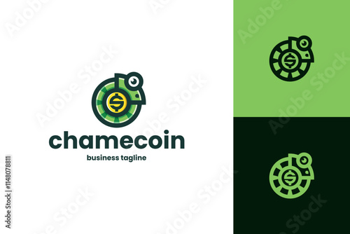 chameleon money logo vector photo