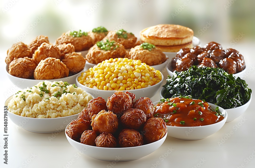 Assorted Dishes Of Delicious Food Ready To Serve Assorted Dishes Of Delicious Food Ready To Serve