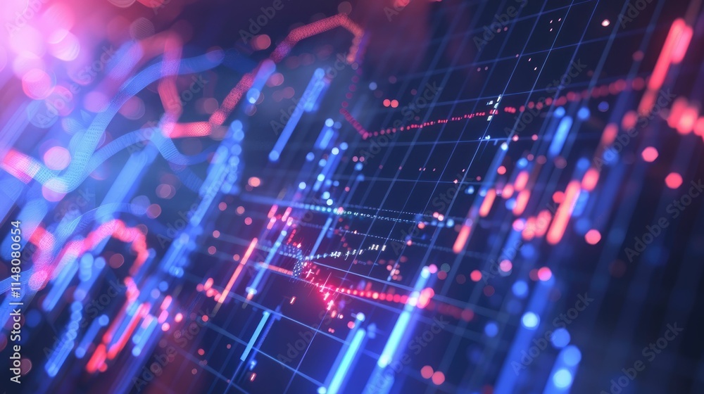 Financial graph with futuristic blue holographic lines and grids Financial graph with futuristic blue holographic lines and grids