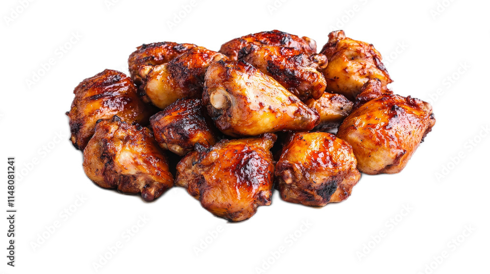 Grilled Chicken Wings with Glaze on a White Background Grilled Chicken Wings with Glaze on a White Background