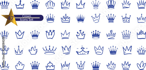 Crown icon set. Collection of crown silhouette