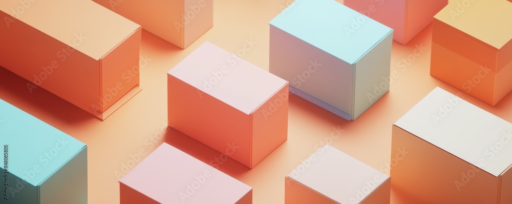 Obraz premium Isometric Boxes On The Floor Mockup