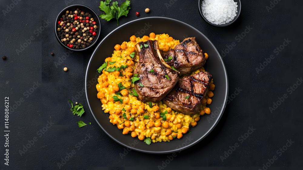 A professional food photograph of mouth-watering medium-rare steak with vegetables and sauce on a white plate, perfect for gourmet lovers.
A professional food photograph of mouth-watering medium-rare steak with vegetables and sauce on a white plate, perfect for gourmet lovers.
