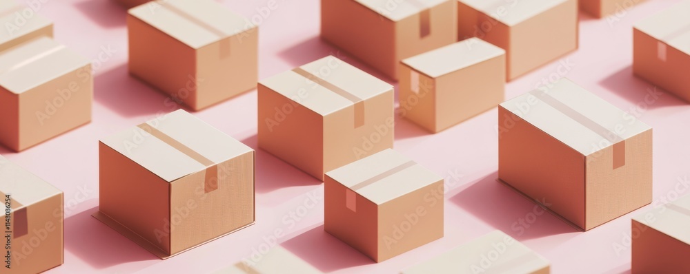 Isometric Boxes On The Floor Mockup Isometric Boxes On The Floor Mockup