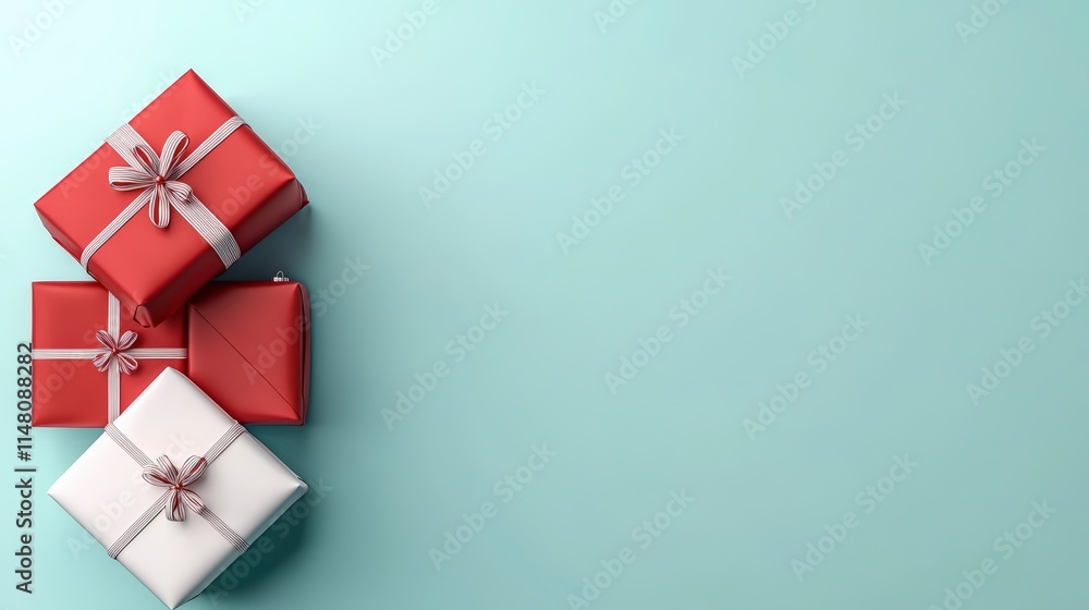 custom made wallpaper toronto digitalFestive Christmas Gifts  Red   White Presents on Blue Background