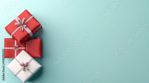 Wallpaper Mural Festive Christmas Gifts  Red   White Presents on Blue Background Torontodigital.ca