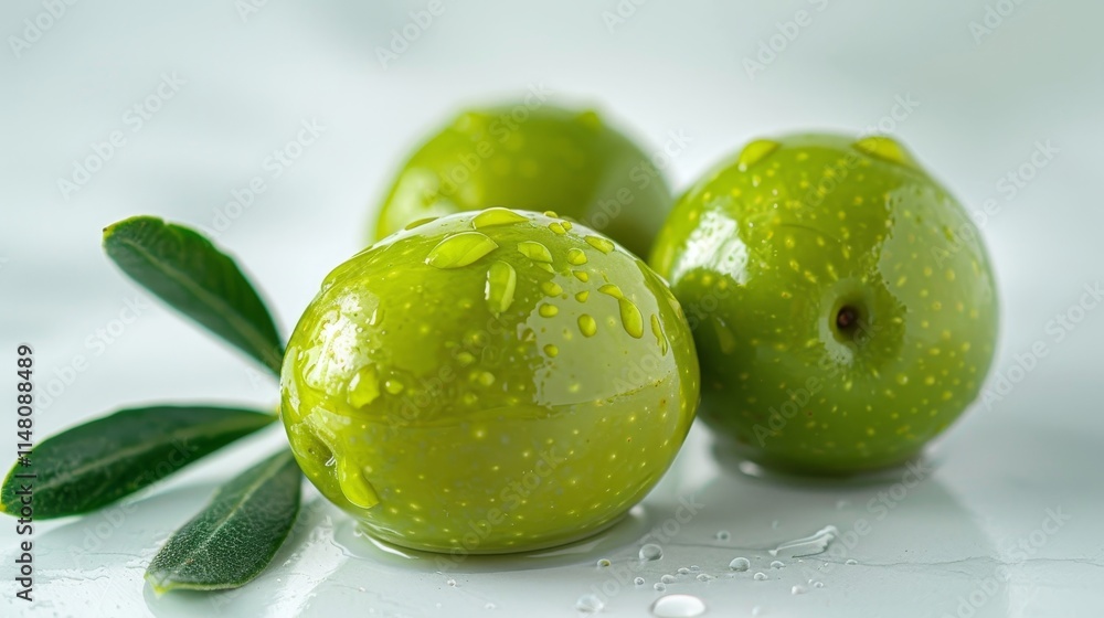 Green olives on white background Green olives on white background