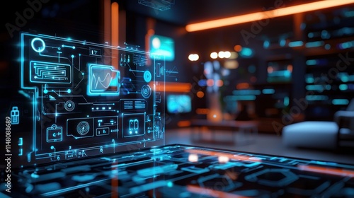 Wallpaper Mural Futuristic Smart Home Interface: A Glimpse into the Digital Home of Tomorrow Torontodigital.ca