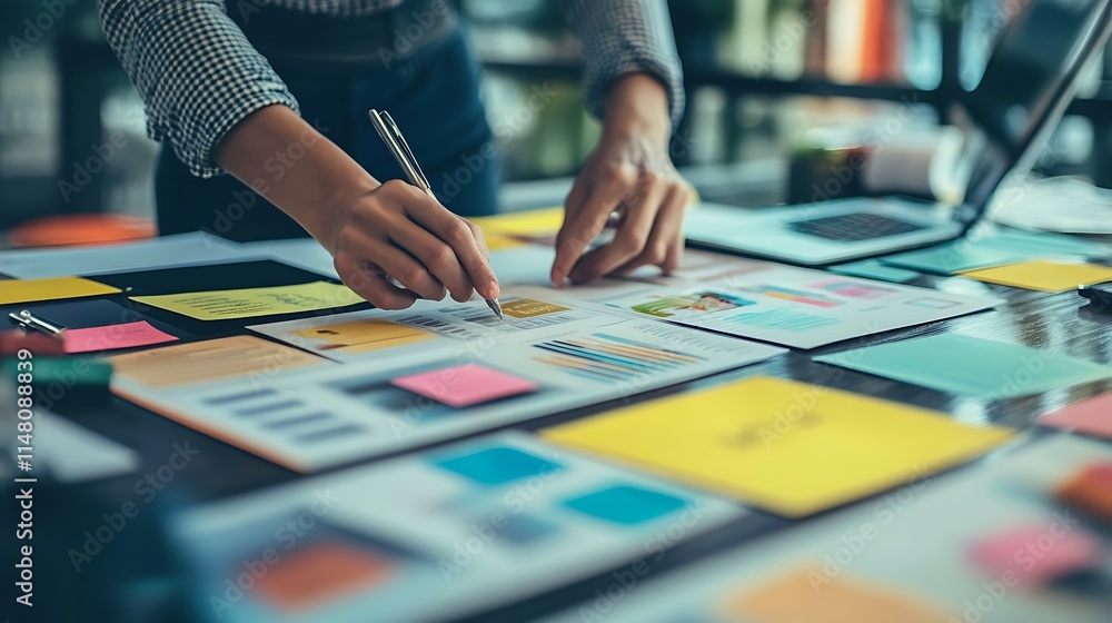 Social media manager planning a product promotion strategy to increase online sales Social media manager planning a product promotion strategy to increase online sales
