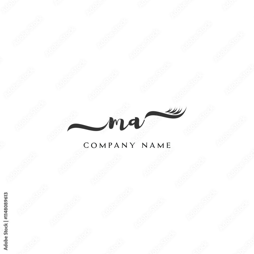 Minimalist MA Logo Design with Abstract Feather Element Minimalist MA Logo Design with Abstract Feather Element