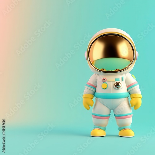 A 3D clipart of an astronaut in a spacesuit, in a bright space setting, white background4K cartoon animation photo