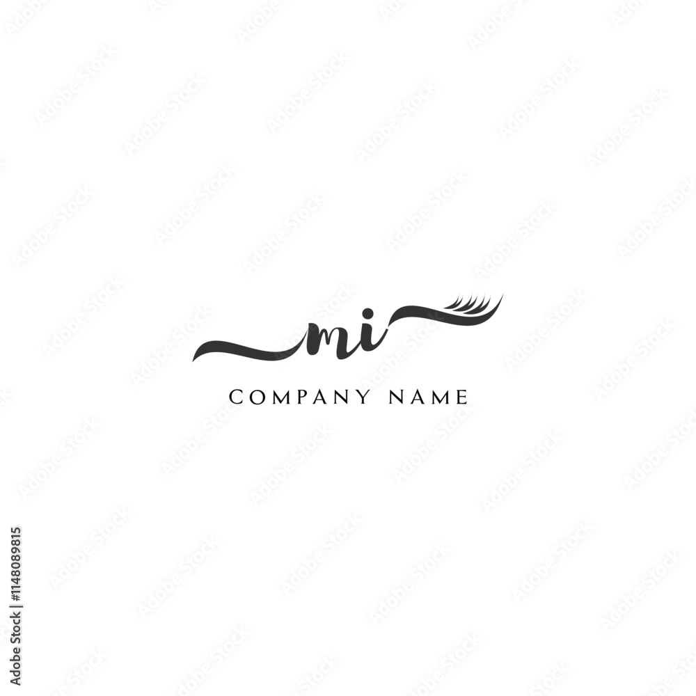 Minimalist MI Logo Design with Abstract Feather Element Minimalist MI Logo Design with Abstract Feather Element