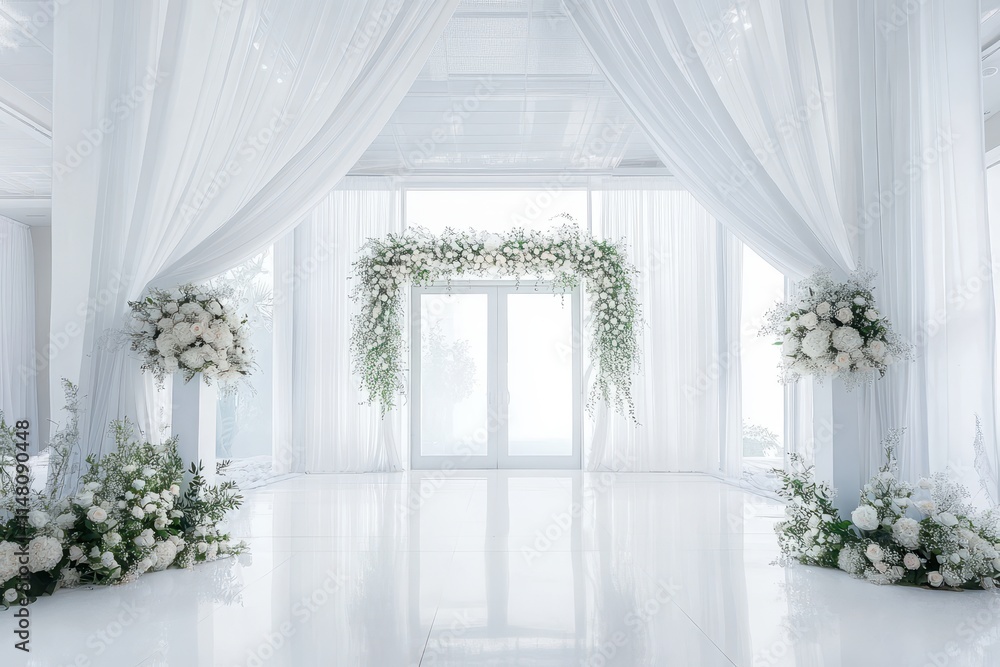 Wedding backdrop aesthetic indoor window natural light minimalist floral plant decoration background Wedding backdrop aesthetic indoor window natural light minimalist floral plant decoration background