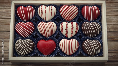 Red and White Heart-Shaped Chocolate Treats in Decorative Box for Special Occasions