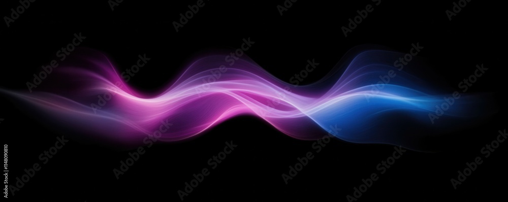 Naklejka premium Abstract grainy blue purple color gradient wave black background glowing light dark backdrop