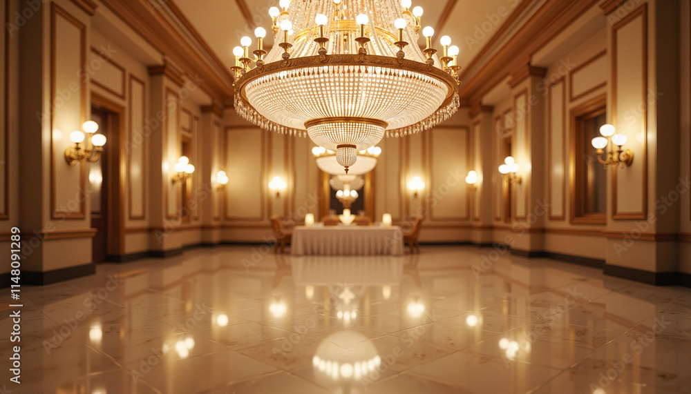 Obraz premium Luxurious ballroom with chandeliers and ornate decor 