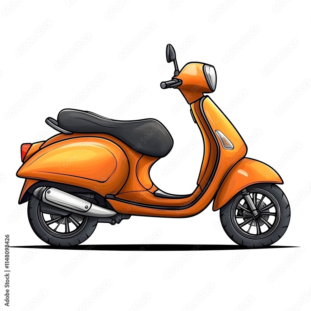 Vibrant Orange Scooter Illustration with a Stylish Design Vibrant Orange Scooter Illustration with a Stylish Design