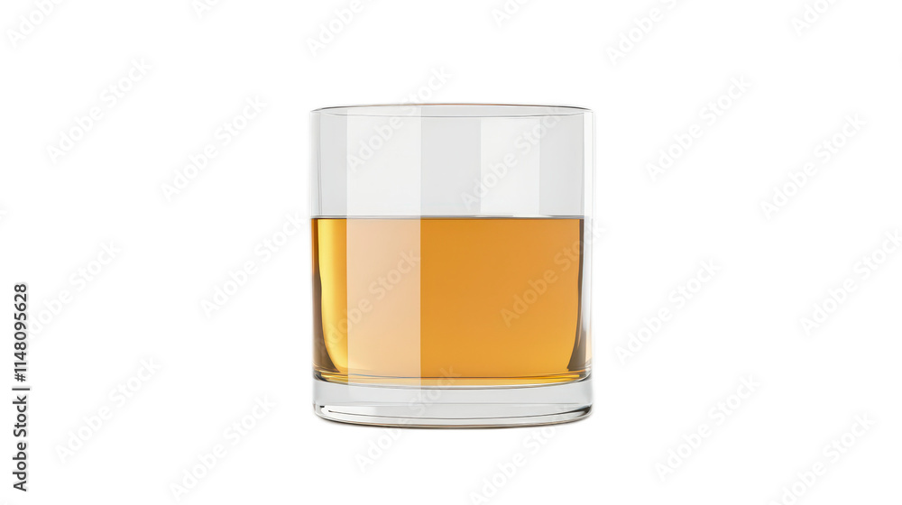 Clear Glass with Golden Whiskey on a Simple Background Clear Glass with Golden Whiskey on a Simple Background