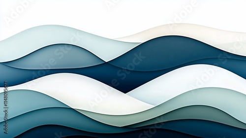 Abstract wavy ocean design in teal and white.