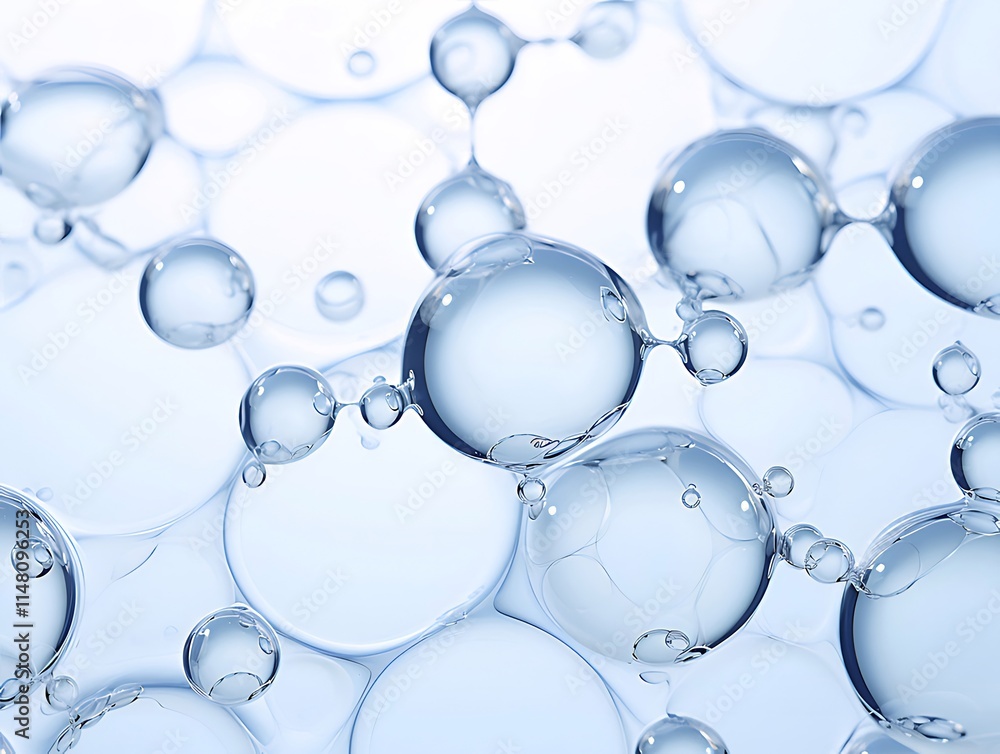 Abstract background of interconnected translucent bubbles in blue hues. Abstract background of interconnected translucent bubbles in blue hues.