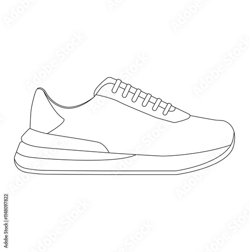 Sneaker outline drawing drawn in a sketch style vector illustration template design	