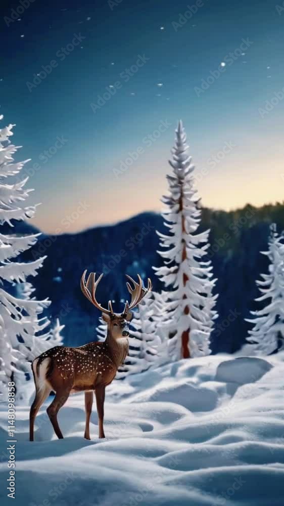Snowfall in winter forest. Beautiful landscape with snow covered fir trees and snowdrifts. Merry Christmas and happy New Year greeting background, 4k High-Quality Wallpaper Background Animation Video Snowfall in winter forest. Beautiful landscape with snow covered fir trees and snowdrifts. Merry Christmas and happy New Year greeting background, 4k High-Quality Wallpaper Background Animation Video