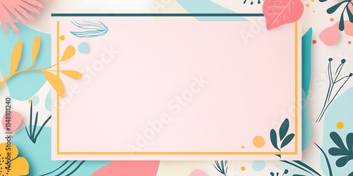 Pink Background with Colorful Floral Design and Blank Space