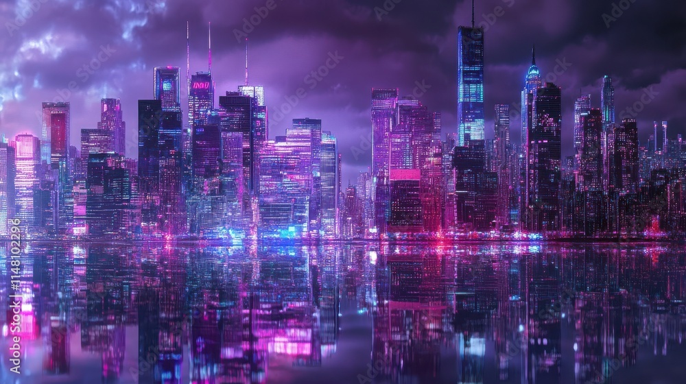 Obraz premium Global Network and City Lights Technology and Connectivity in a Modern Urban Landscape