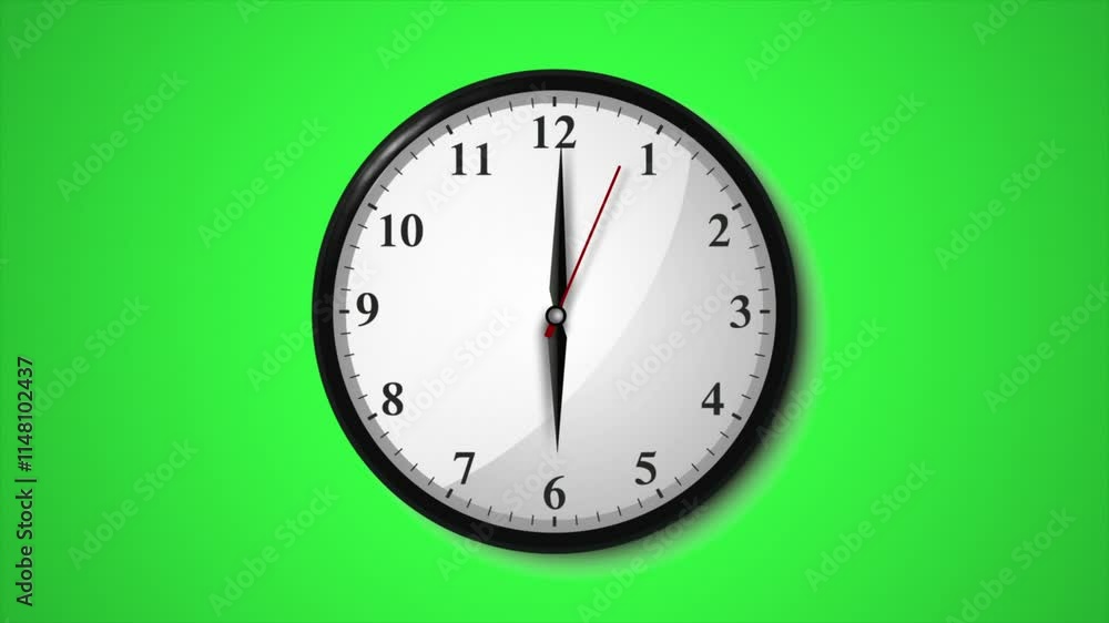 Wall Clock with First 30 seconds of 6 o'clock Wall Clock with First 30 seconds of 6 o'clock