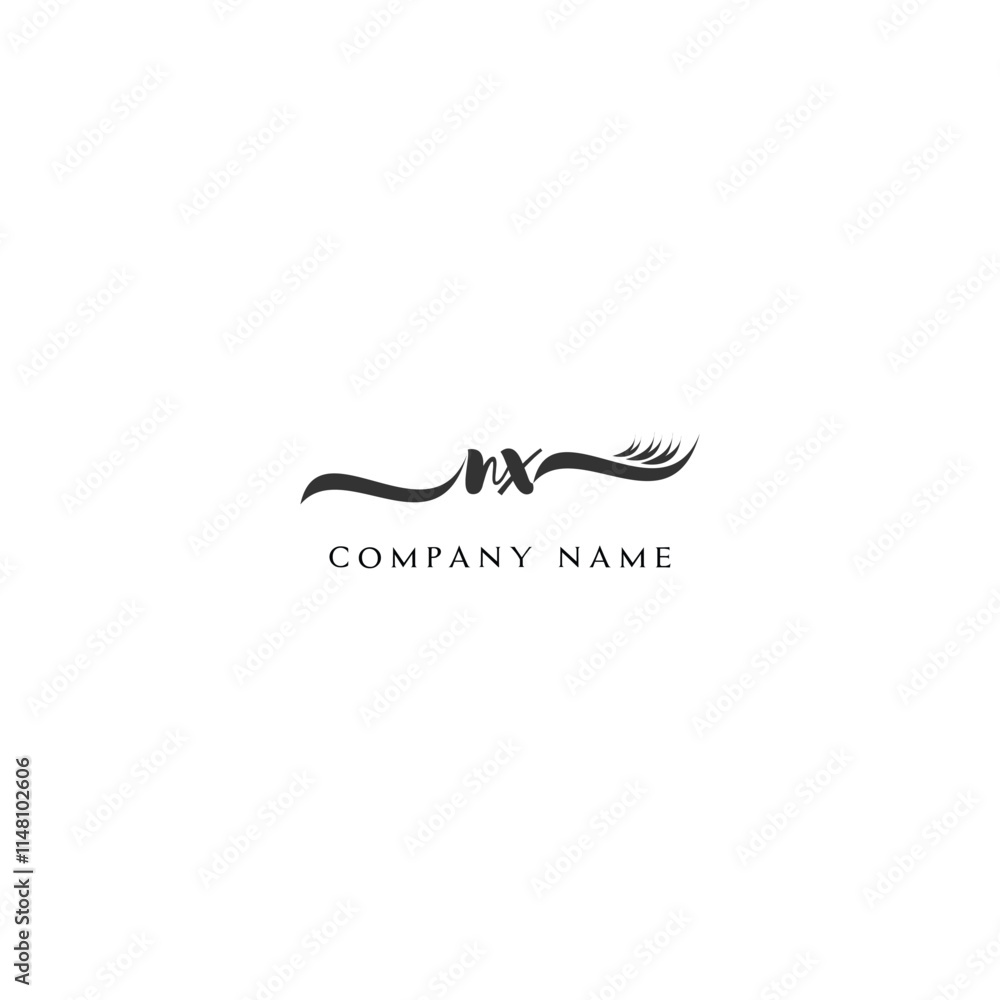 Minimalist NX Logo Design with Abstract Feather Element