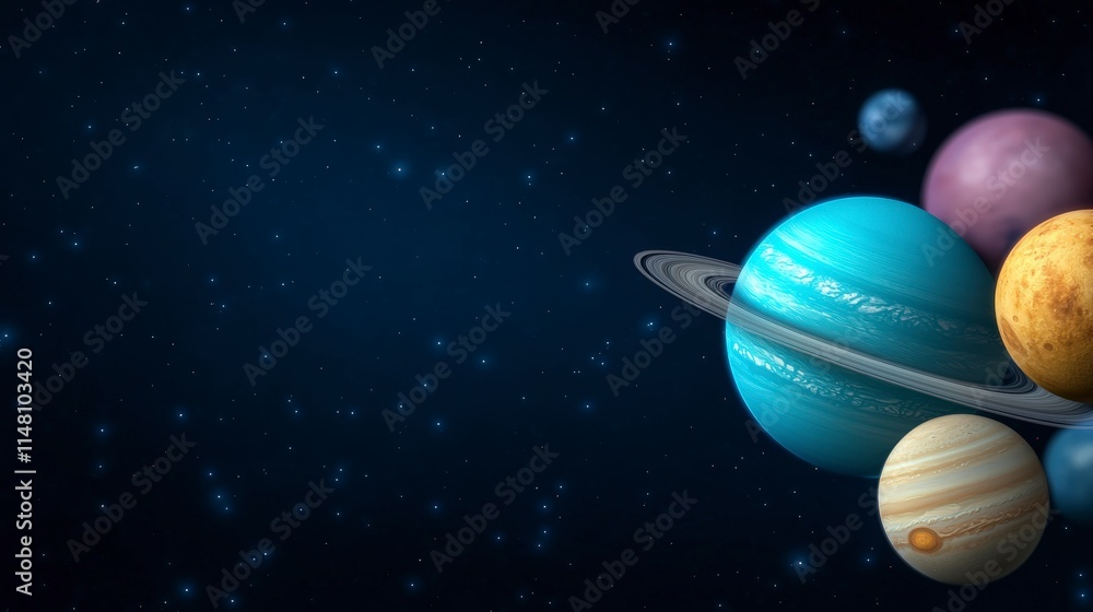 Cosmic Planets Stunning Space Background with Rings Stars and Celestial Bodies Cosmic Planets Stunning Space Background with Rings Stars and Celestial Bodies