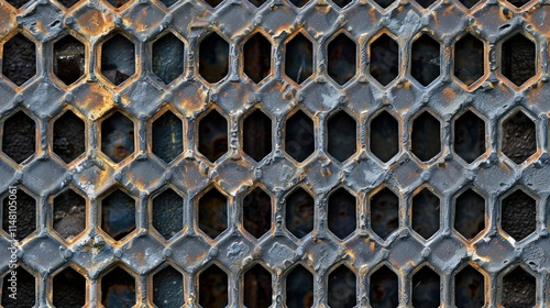 Geometric metal grid with hexagonal patterns