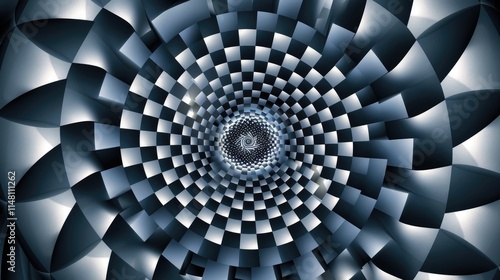 Geometric pattern with rotating squares creating a hypnotic effect