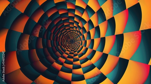 Geometric pattern with rotating squares creating a hypnotic effect