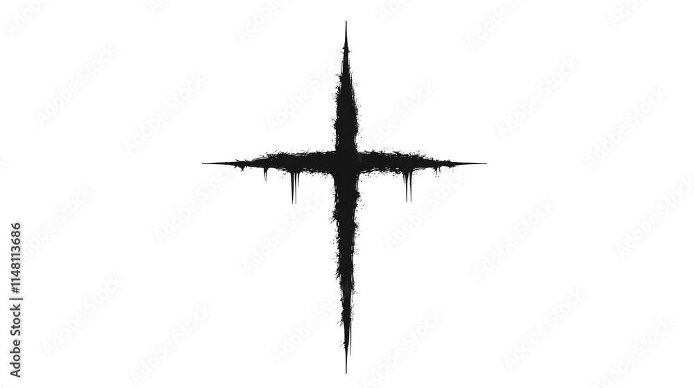 Black and white vector cross on a white background, symbolizing simplicity and contrast, perfect for religious or abstract design themes, conveying a bold and clean visual impact.
Black and white vector cross on a white background, symbolizing simplicity and contrast, perfect for religious or abstract design themes, conveying a bold and clean visual impact.