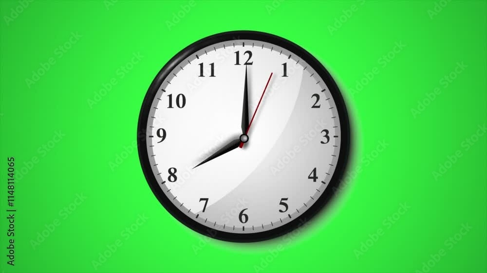 Wall Clock with First 30 seconds of 8 o'clock Wall Clock with First 30 seconds of 8 o'clock