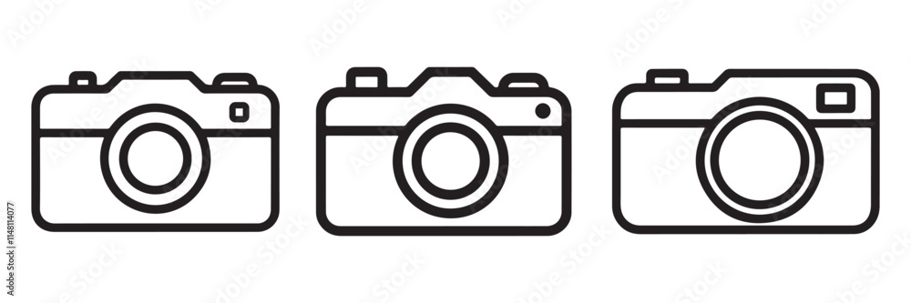 Camera outline icon set vector on white background Camera outline icon set vector on white background