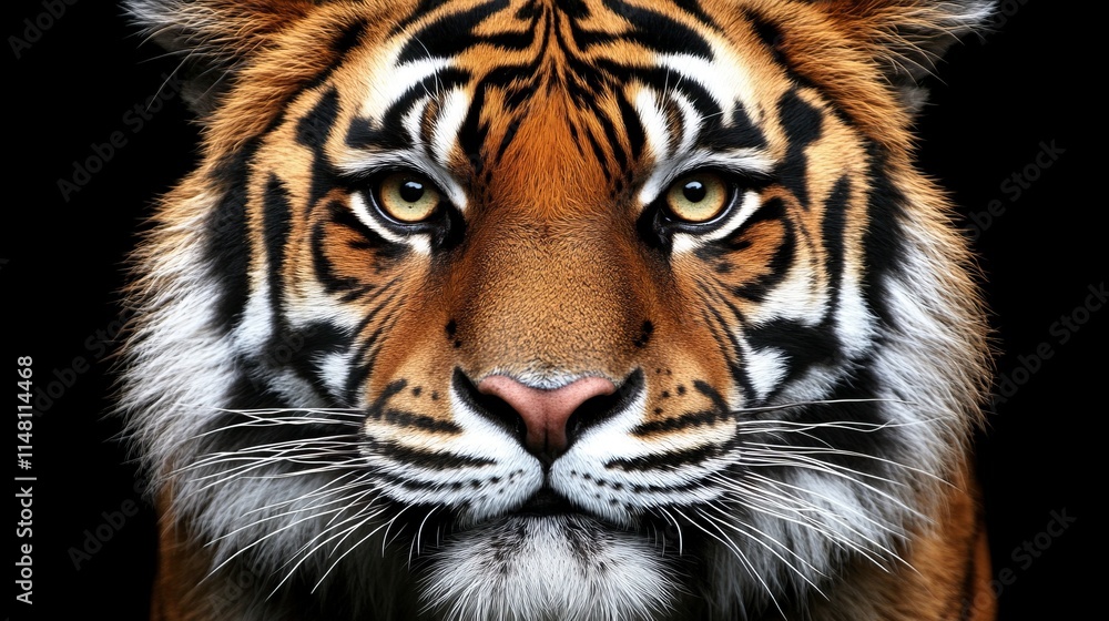 Fototapeta premium Intense Gaze of a Majestic Sumatran Tiger Close-Up