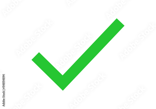 Icono verde de tic afirmativo de verificación en fondo blanco