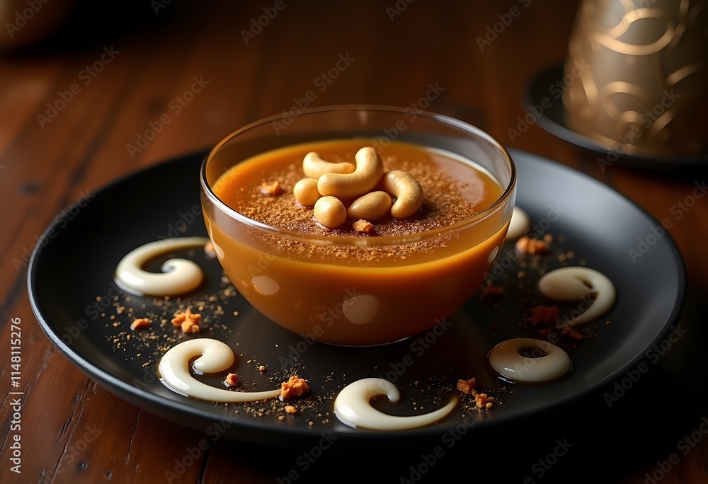 Decadent Watalappan Dessert with Cashew Garnish - Perfect for Festive Occasions Decadent Watalappan Dessert with Cashew Garnish - Perfect for Festive Occasions