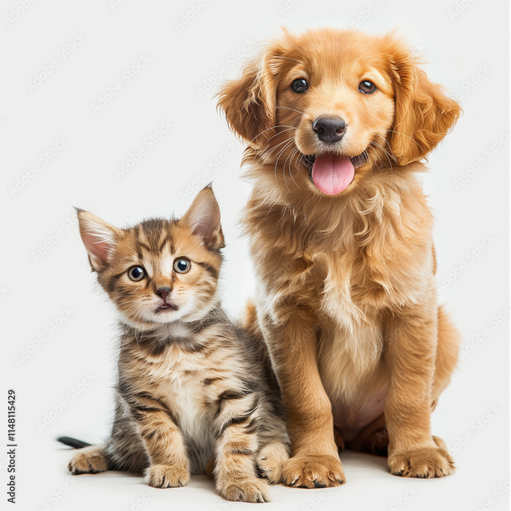 Obraz premium Adorable Kitten and Playful Puppy Photograph for Pet Lovers and Animal Enthusiasts