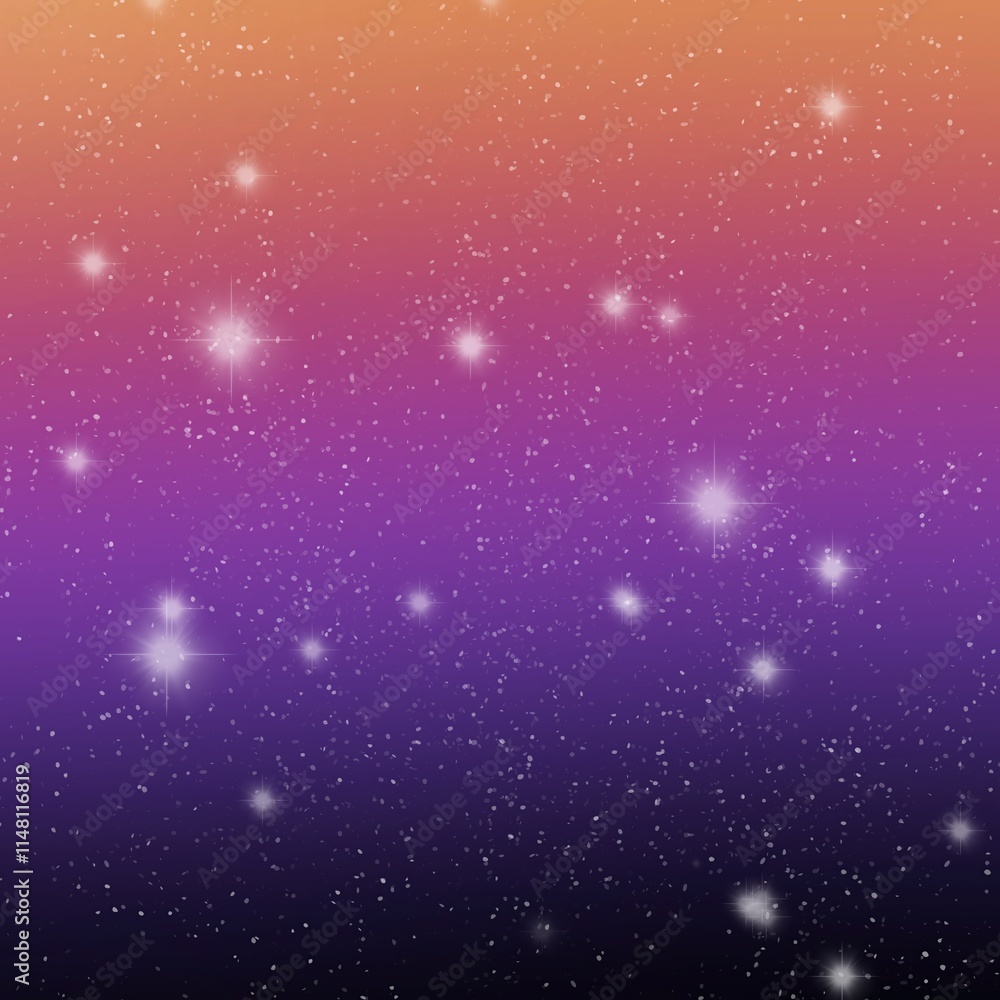 Orange to Purple Gradient Starfield with Glittering Lights. Orange to Purple Gradient Starfield with Glittering Lights.