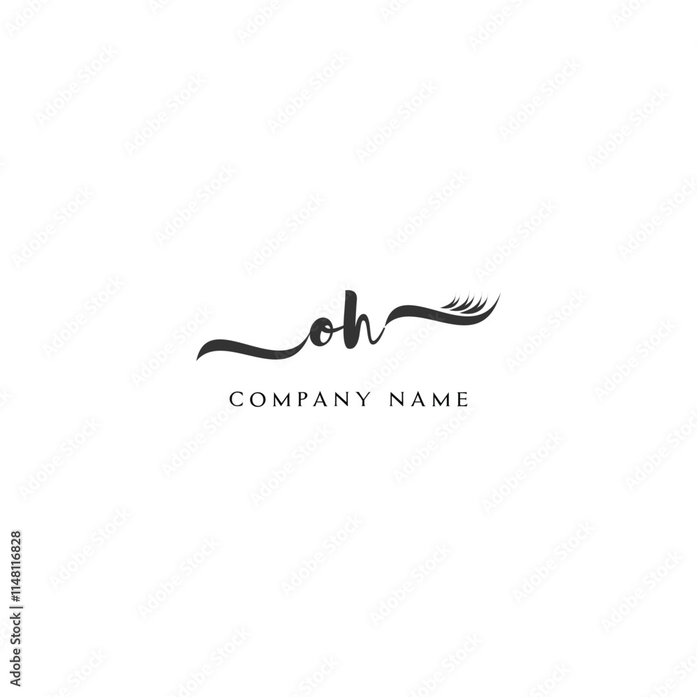 Minimalist OH Logo Design with Abstract Feather Element Minimalist OH Logo Design with Abstract Feather Element