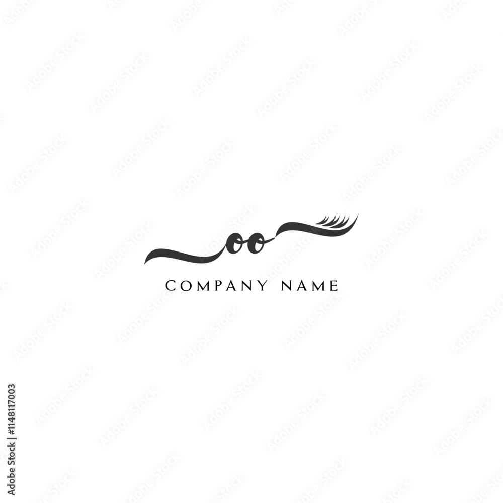 Minimalist OO Logo Design with Abstract Feather Element Minimalist OO Logo Design with Abstract Feather Element