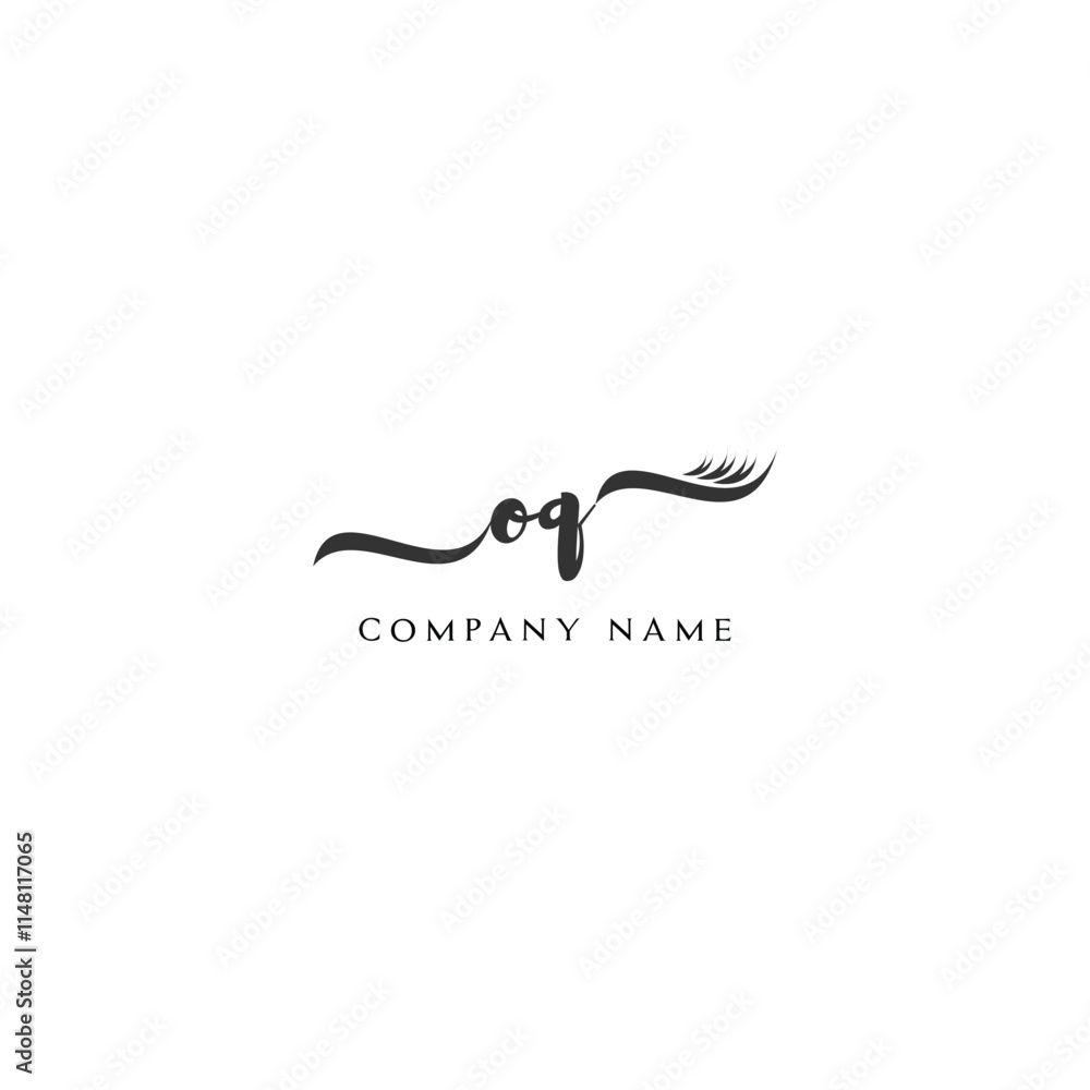 Minimalist OQ Logo Design with Abstract Feather Element Minimalist OQ Logo Design with Abstract Feather Element