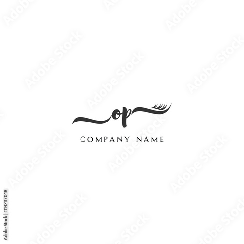 Minimalist OP Logo Design with Abstract Feather Element