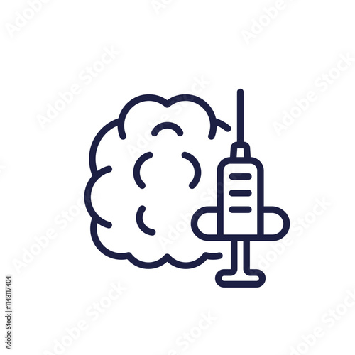 Brain biopsy icon, neurosurgical procedure line pictogram